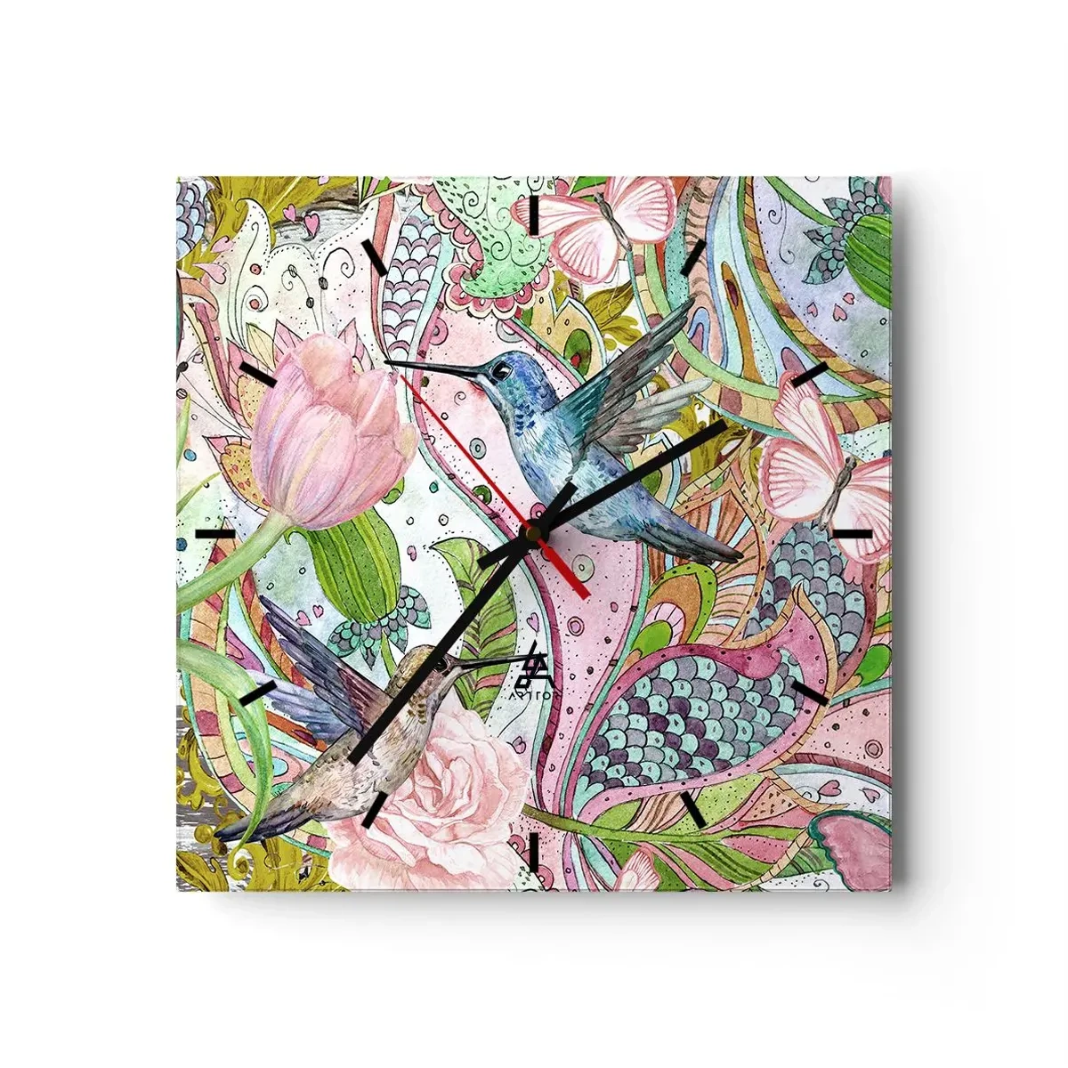 Wandklok - Klok - Verstrikt in wijnstokken - 40x40 cm