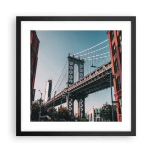 Poster in een zwarte lijst - Over de golven van de stad - 40x40 cm