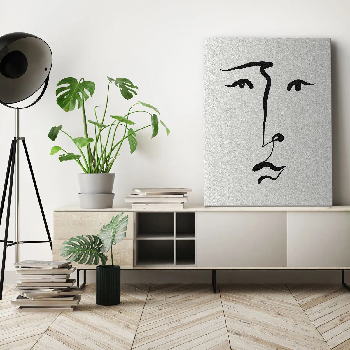 Schilderen op canvas - Portret met één lijn - 70x100 cm