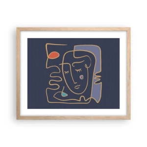 Een poster in een licht eiken lijst - In nadenken - 50x40 cm