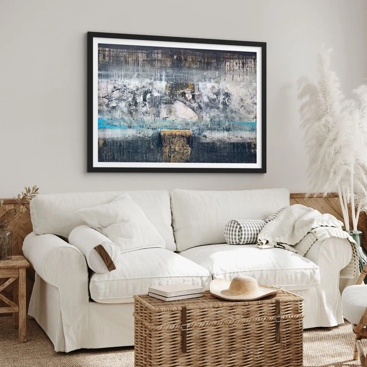 Poster in een zwarte lijst - Als op ijs, als zo moeizaam - 70x50 cm