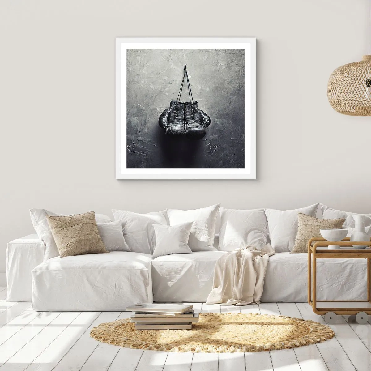 Poster in een witte lijst - Tijd van strijd en Tijd van vrede - 50x50 cm