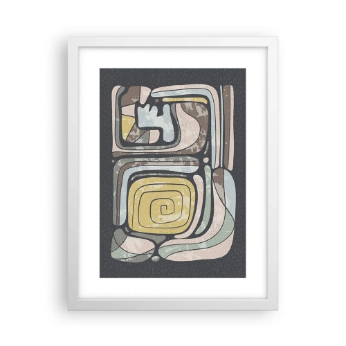 Poster in een witte lijst - Abstractie in de precolumbiaanse geest - 30x40 cm