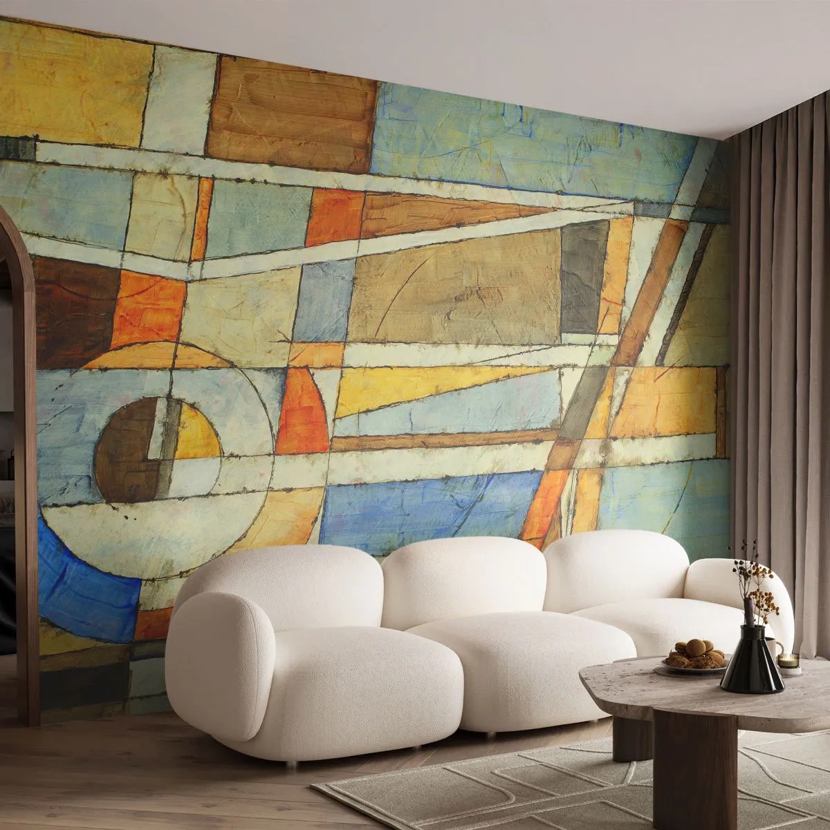 Zelfklevend Fotobehang Deluxe Sticker - Kubisme op de bouwplaats - Abstractie, Deel, Grafisch - 450x315 cm