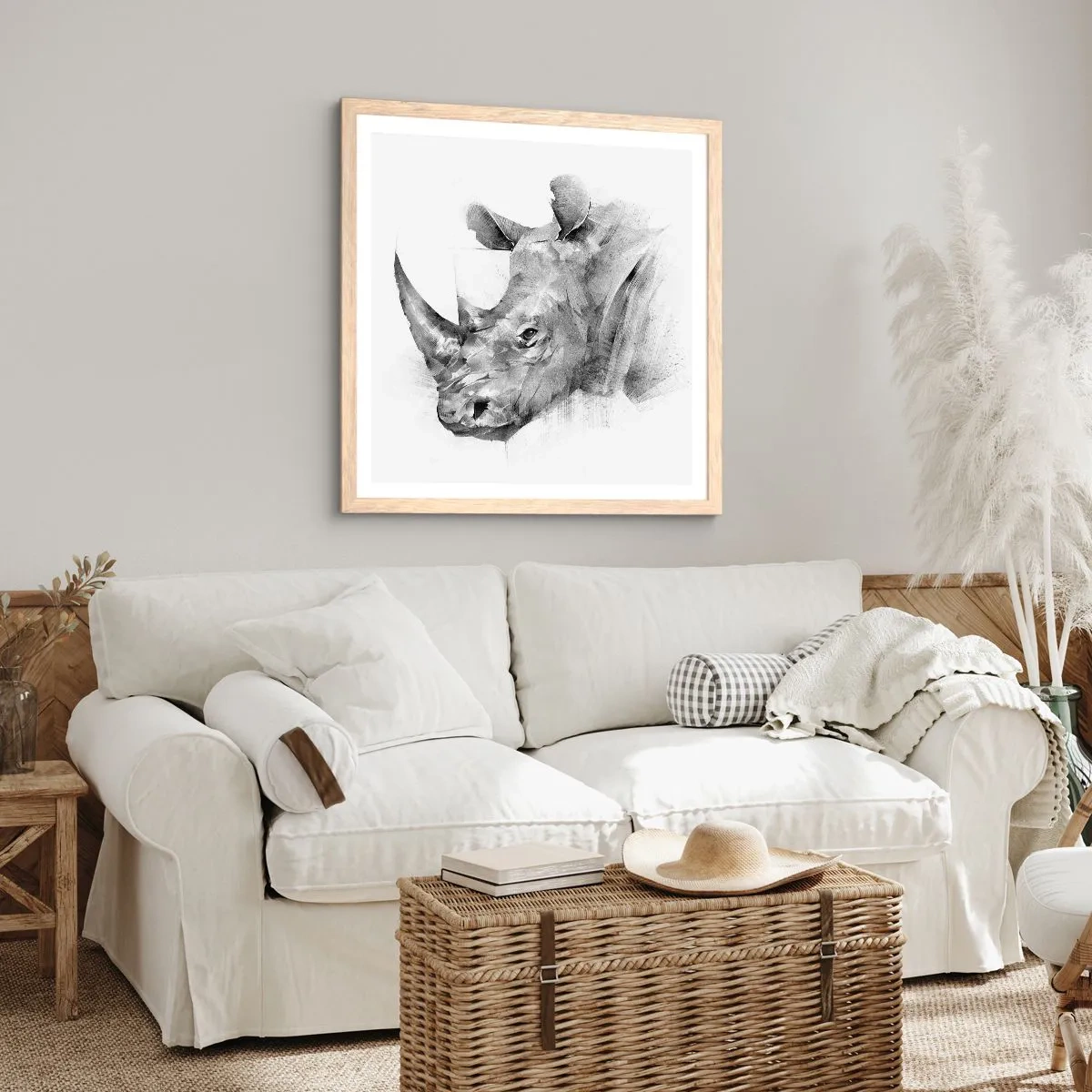 Een poster in een licht eiken lijst - Afrikaans portret - 40x40 cm