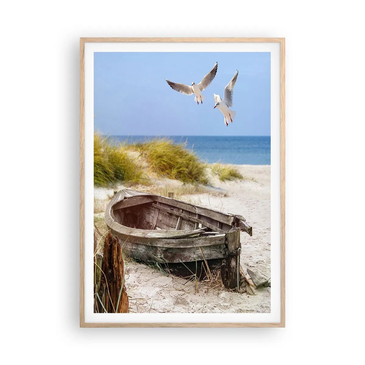 Een poster in een licht eiken lijst - Badend in de wind - 70x100 cm