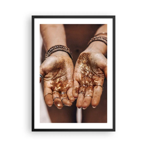 Poster in een zwarte lijst - Handen met glimmende glitters - 50x70cm - Een cadeau voor jou - Moderne wanddecoratie voor woonkamer en slaapkamer ARTTOR