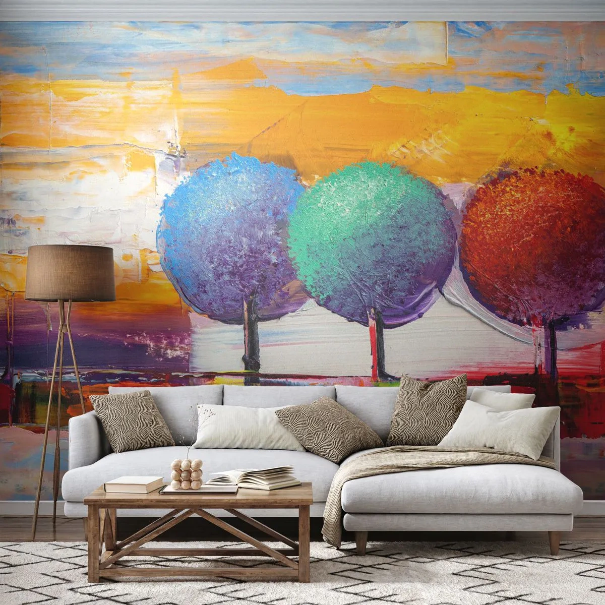 Fotobehang Premium Canvas - Driemaal is scheepsrecht - Landschap, Bomen, Deel - 300x210 cm