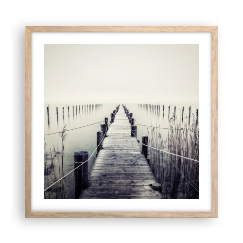 Een poster in een licht eiken lijst - Dompel jezelf onder in vrede - 50x50 cm