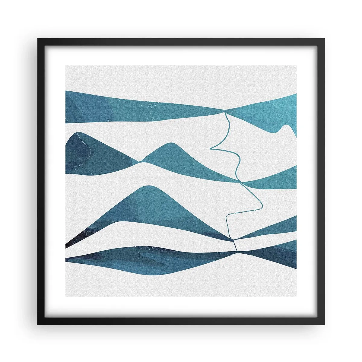 Poster in een zwarte lijst - Abstractie: turquoise verbinding - 50x50 cm