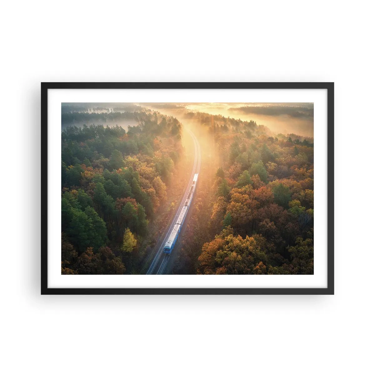 Poster in een zwarte lijst - Herfst reis - 70x50 cm