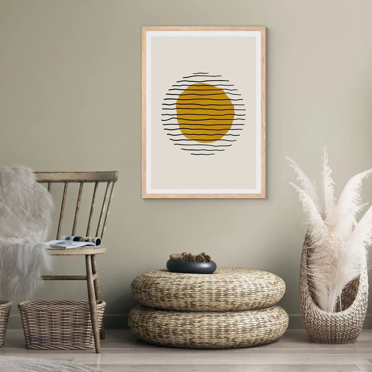Een poster in een licht eiken lijst - Abstractie trillend van warmte - 70x100 cm