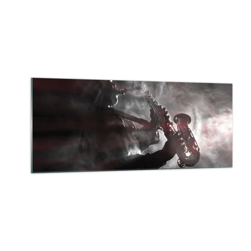 Schilderen op glas - In de dampen van jazz - 100x40 cm
