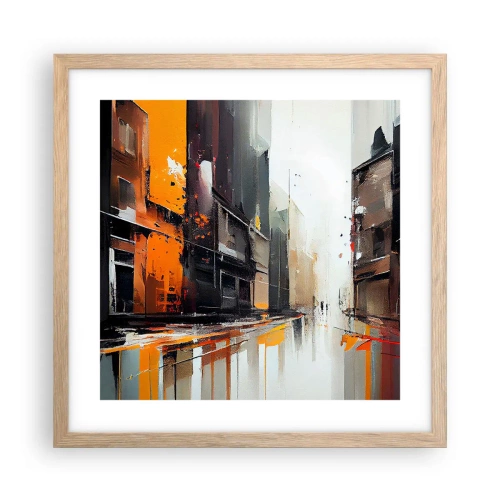 Een poster in een licht eiken lijst - Regenachtige dag - 40x40 cm