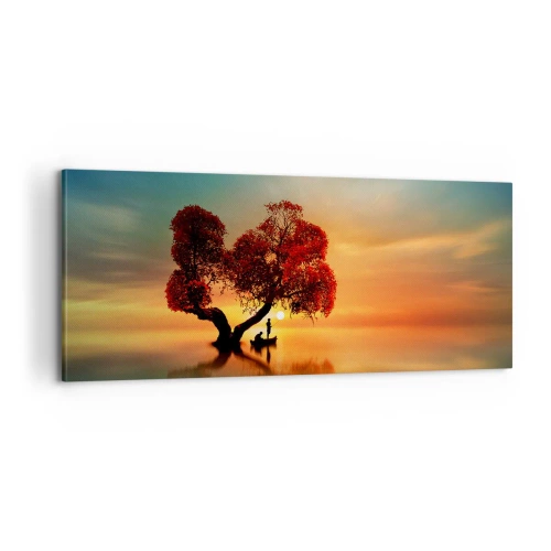 Schilderen op canvas - Afstanders en de stilte van de wereldlozen - 100x40 cm