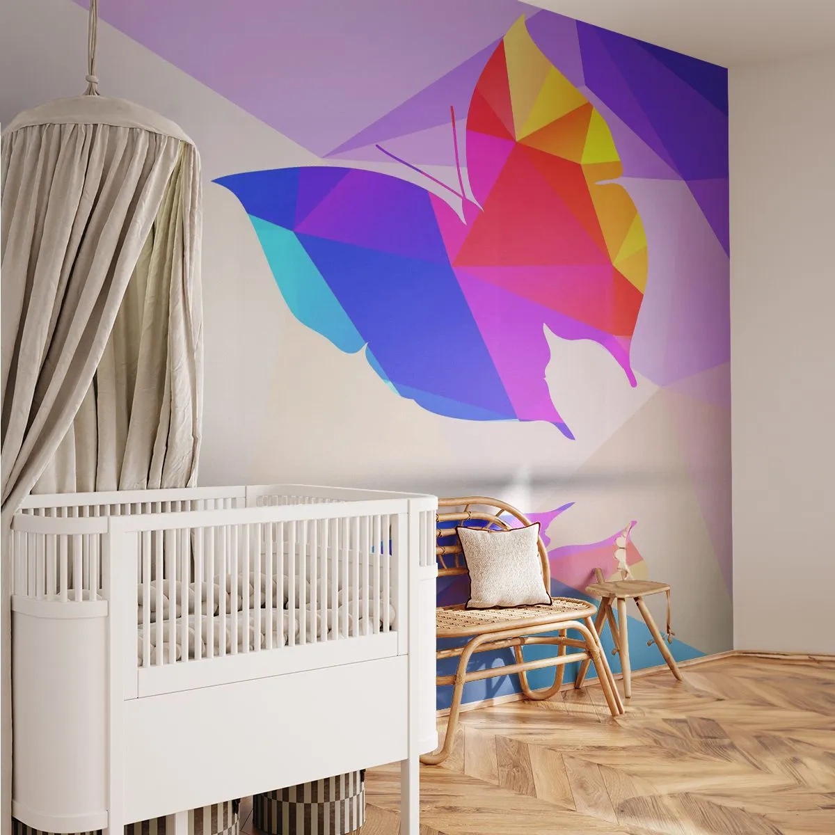 Zelfklevend Fotobehang Deluxe Sticker - Vlinder regenboog - Insecten, Vlinder, Geometrische figuur - 250x175 cm