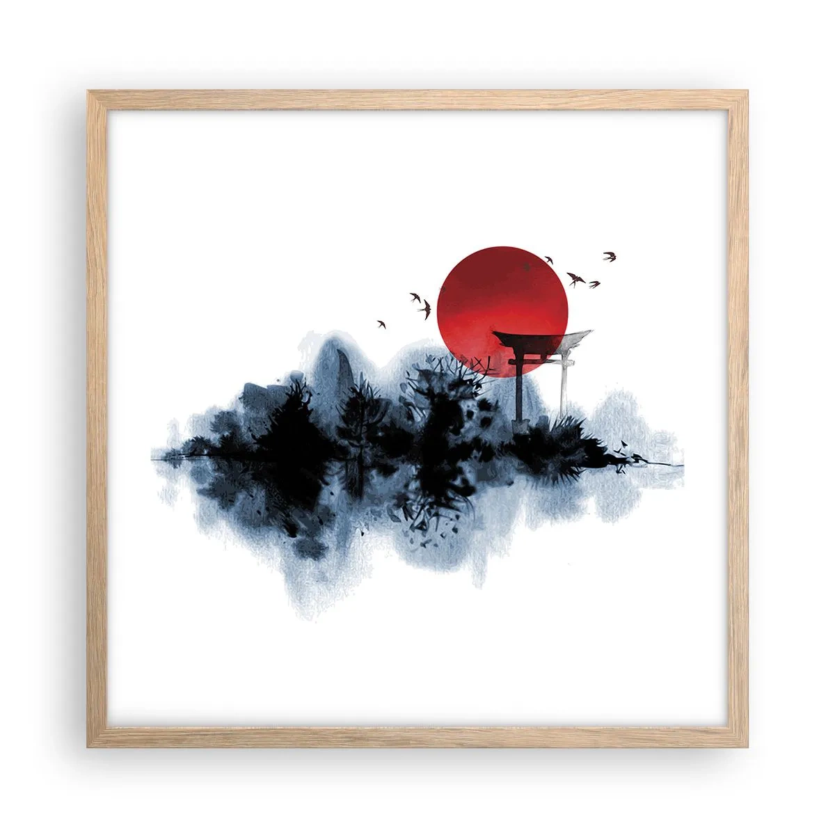 Een poster in een licht eiken lijst - Japanse weergave - 50x50 cm