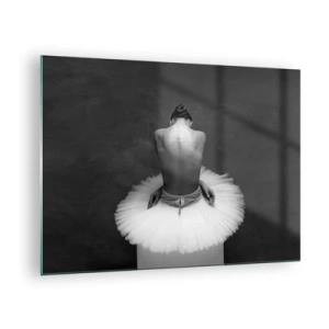 Schilderen op glas - Een zittende ballerina in een tule rok tegen een schaduw - 70x50cm - Het bloeit gewoon - Moderne wanddecoratie voor woonkamer en slaapkamer ARTTOR