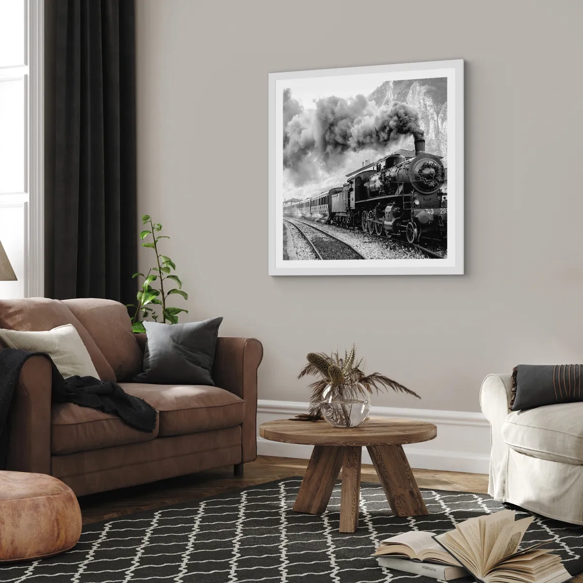 Poster in een witte lijst - Staat op het station... - 40x40 cm