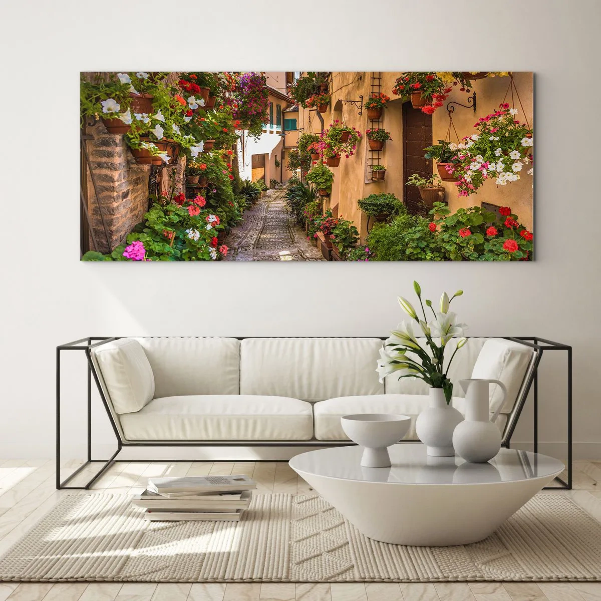 Schilderen op glas - Italiaans zijstraatje - 100x40 cm