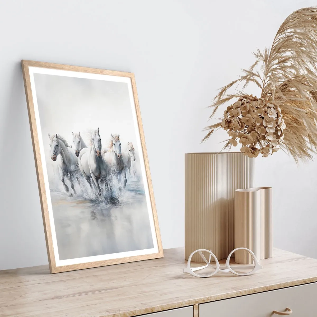 Een poster in een licht eiken lijst - Witte magie - 50x70 cm