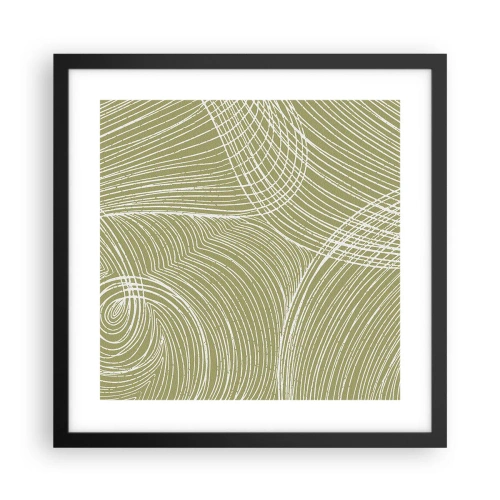 Poster in een zwarte lijst - Ingewikkelde abstractie in wit - 40x40 cm