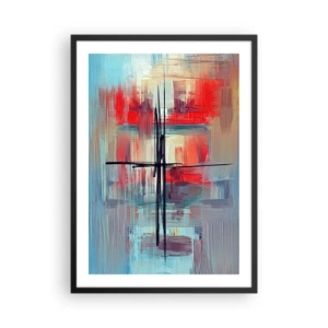 Poster in een zwarte lijst - Abstracte compositie in dynamische kleuren - 50x70cm - Een landschap in een onbekende dimensie - Moderne wanddecoratie voor woonkamer en slaapkamer ARTTOR