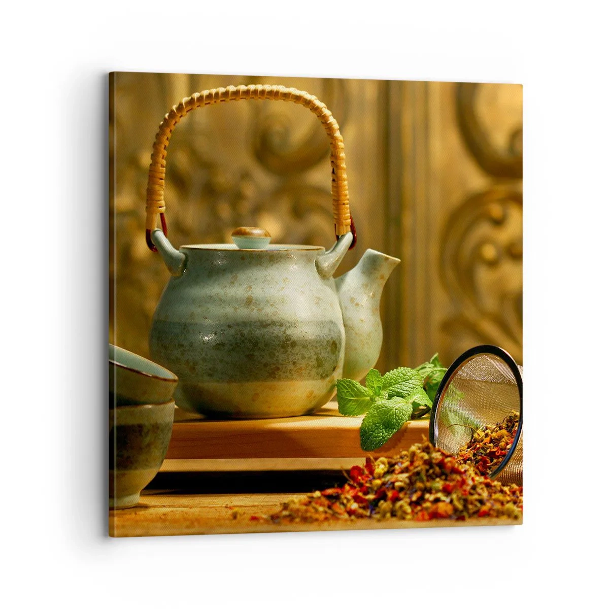 Schilderen op canvas - Verhandeling over het drinken van thee - 70x70 cm