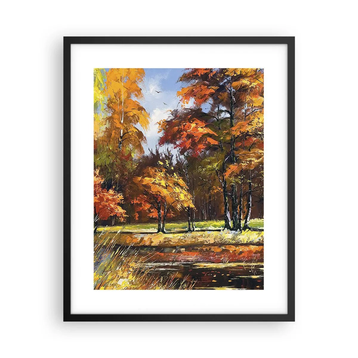Poster in een zwarte lijst - Landschap in goud en brons - 40x50 cm