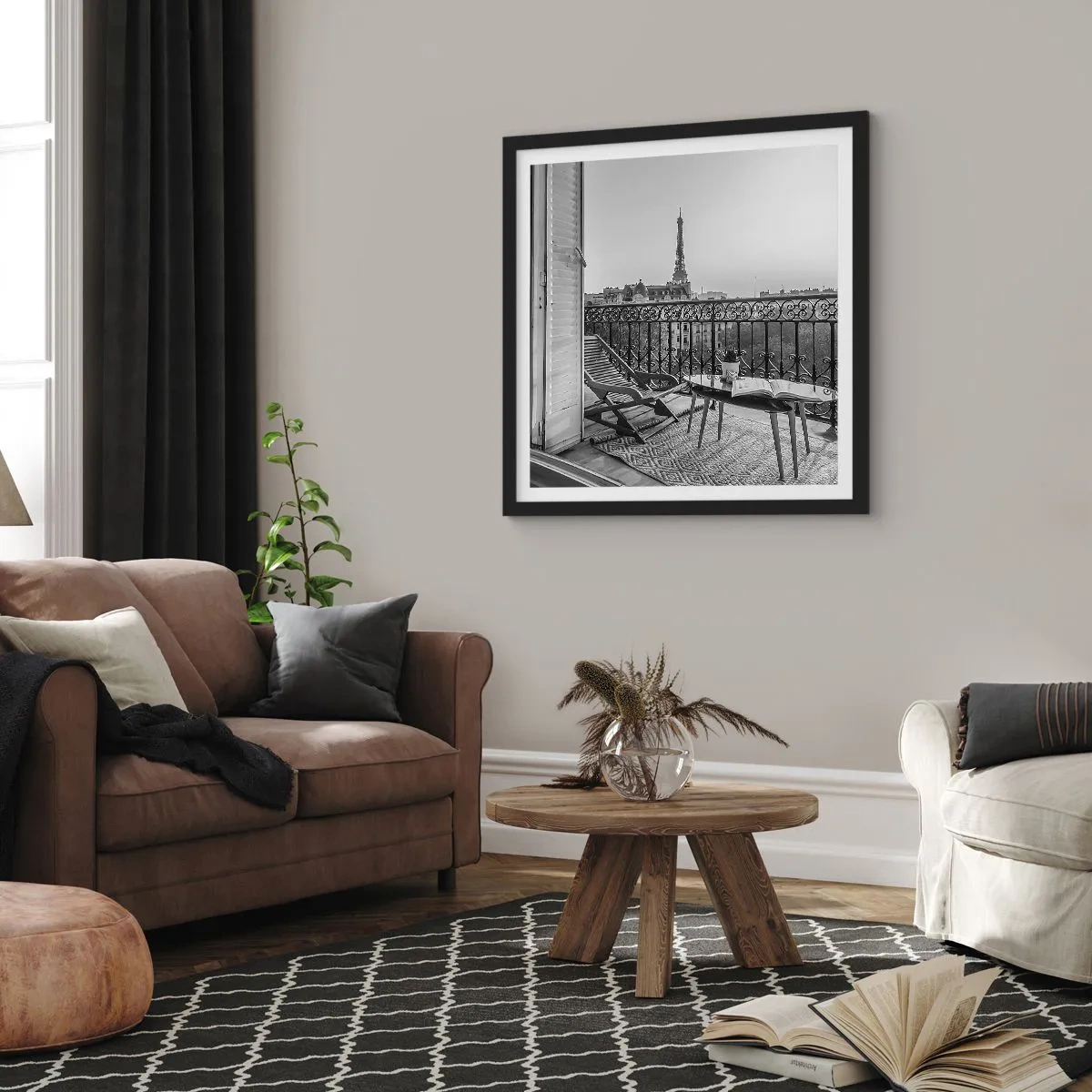 Poster in een zwarte lijst - Parijs' namiddag - 50x50 cm