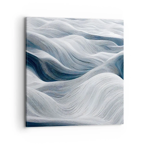 Schilderen op canvas - Witte en blauwe golven - 70x70 cm