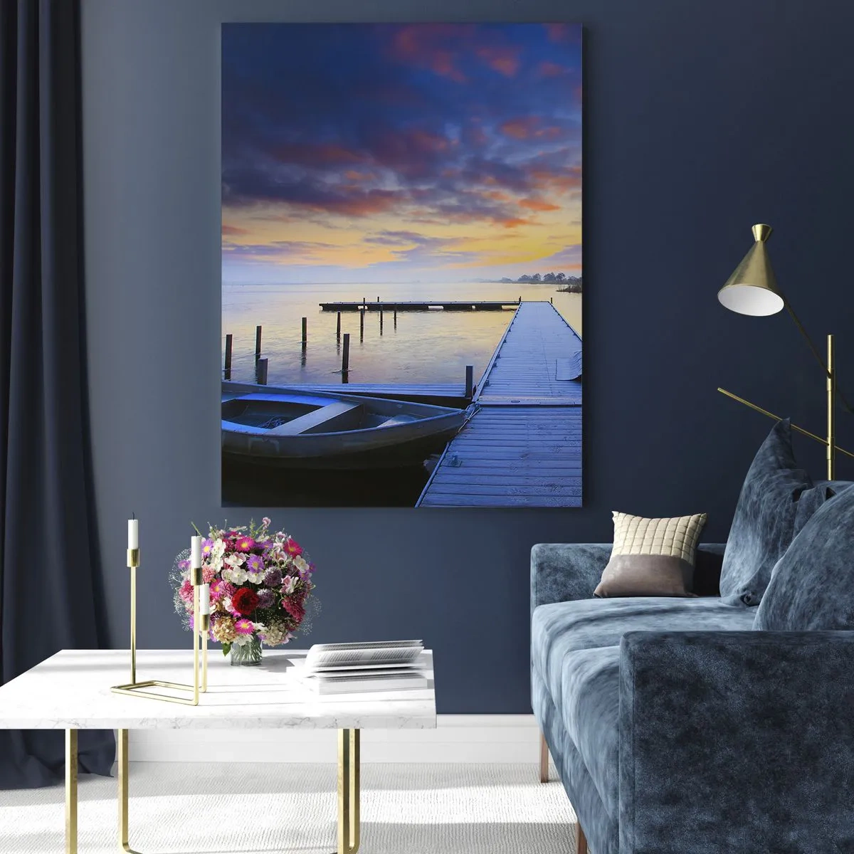 Schilderen op glas - Violet-gouden kalmte - 50x70 cm
