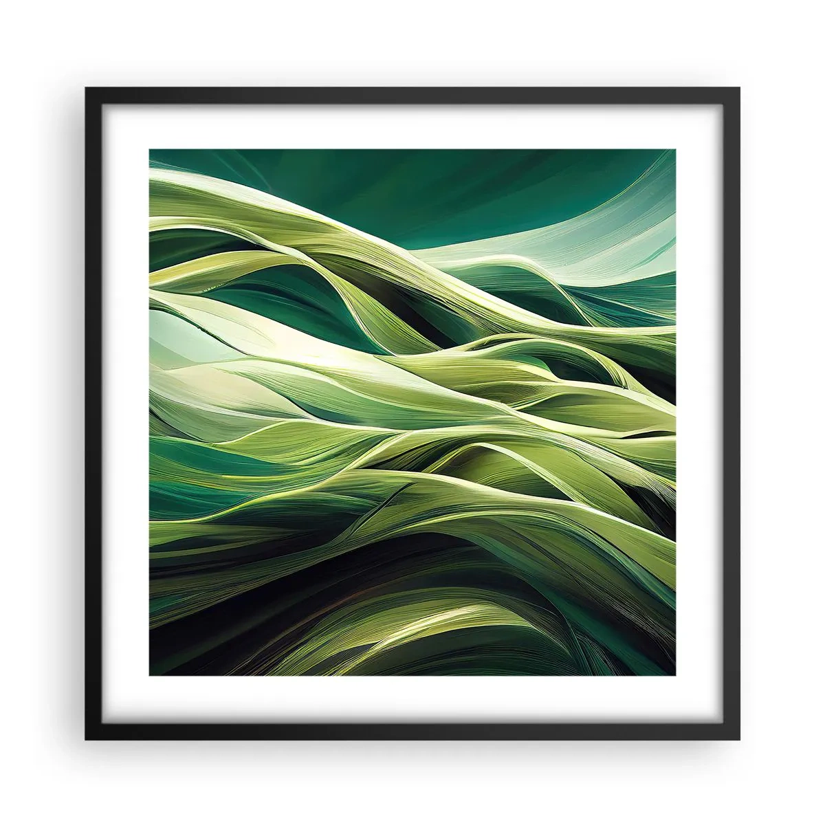 Poster in een zwarte lijst - Abstract groen spel - 50x50 cm