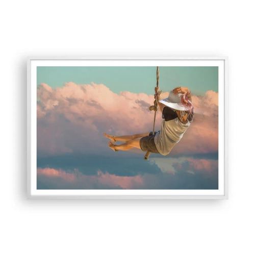 Poster in een witte lijst - Plezier in de wolken - 100x70 cm