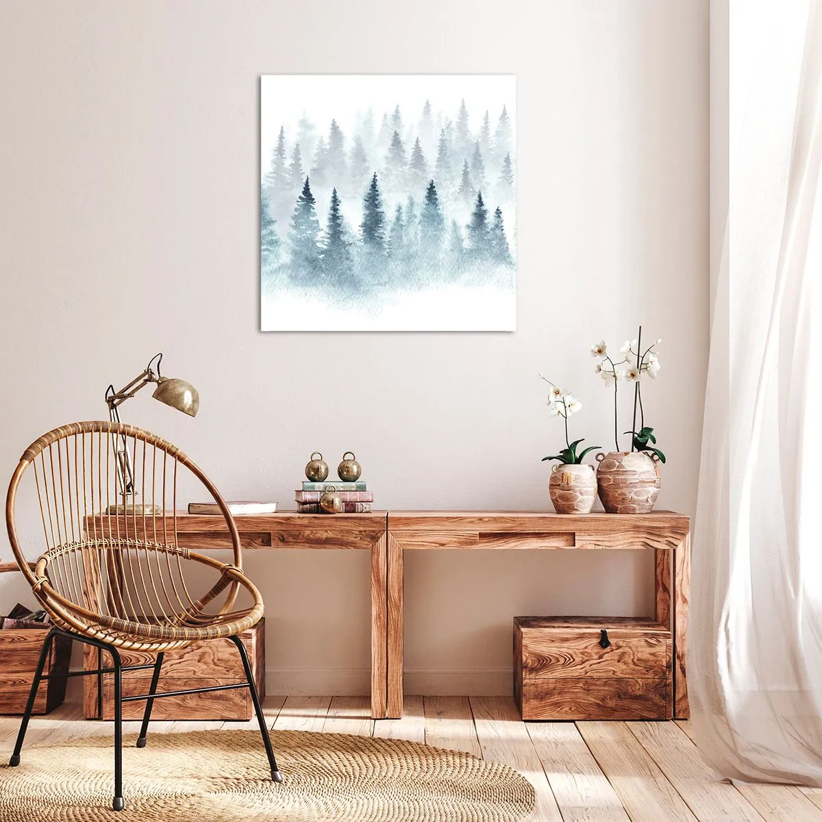 Schilderen op canvas - Gehuld in mist - 70x70 cm