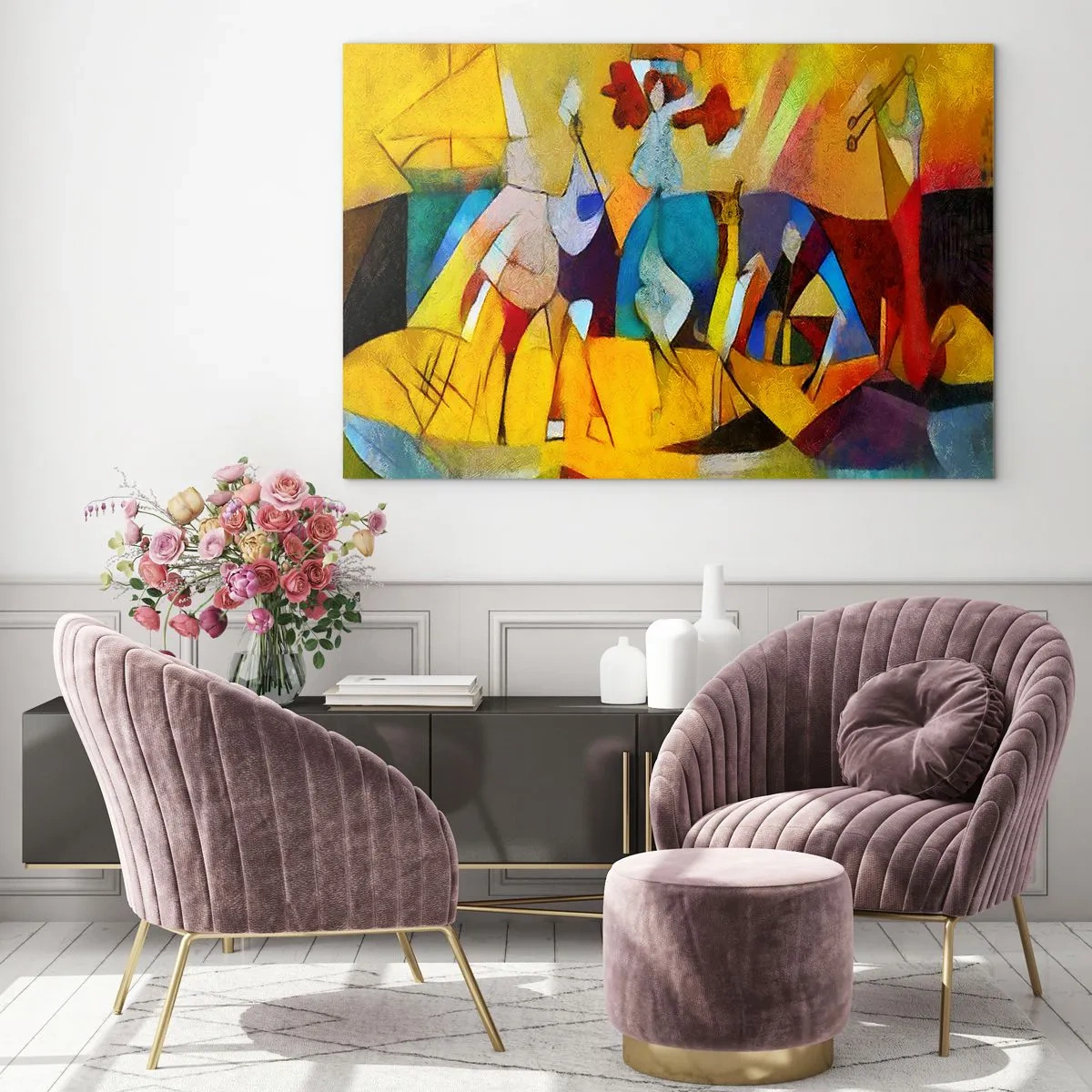 Schilderen op glas - Zon - leven - vreugde - 120x80 cm
