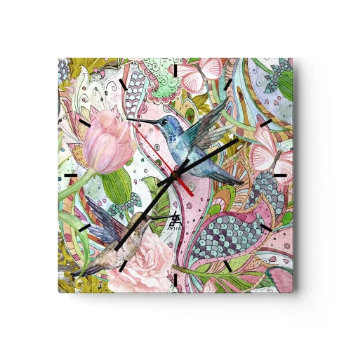 Wandklok - Klok - Verstrikt in wijnstokken - 40x40 cm