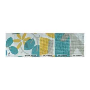 Fotobehang Staaltje Standard Eco - Tussen de azuurblauwe bladeren - Boho, Bloemen, Minimalisme - 100x30 cm