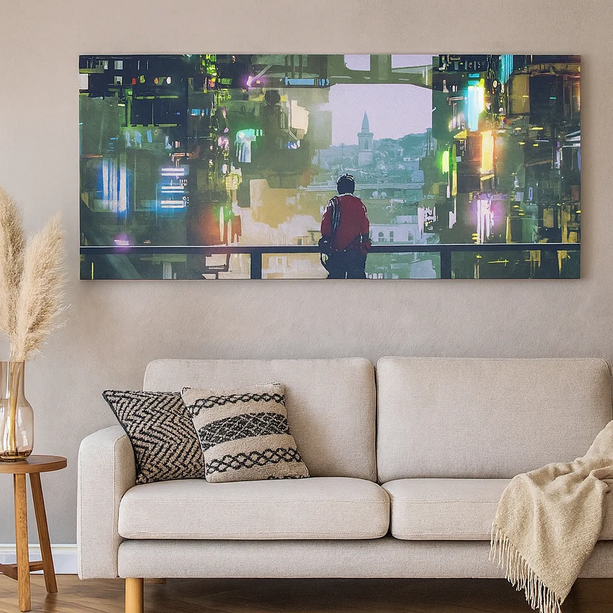 Schilderen op canvas - Twee werelden - 30x30 cm