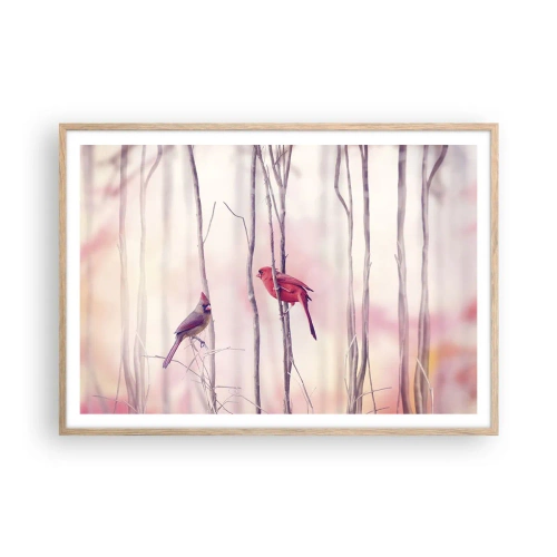 Een poster in een licht eiken lijst - Verhaal van het roze woud - 100x70 cm