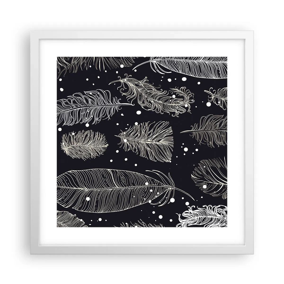 Poster in een witte lijst - Gevederde kant - 40x40 cm