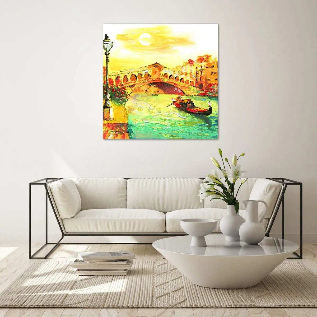 Schilderen op glas - Een pelgrimstocht van geliefden - 60x60 cm