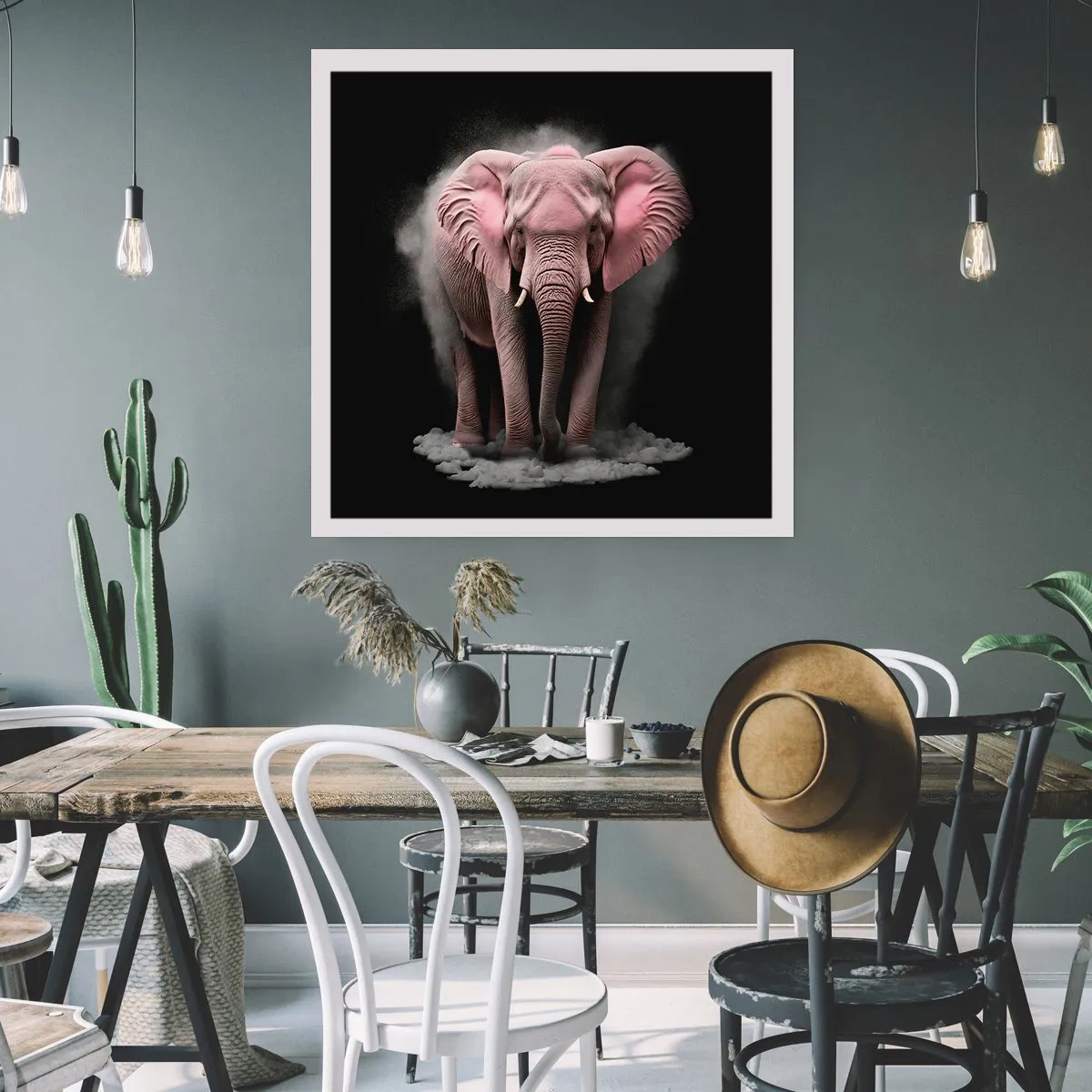Poster - Denk niet aan een roze olifant! - 30x30 cm