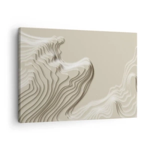 Schilderen op canvas - Een abstract patroon in beige tinten met een lineair effect. - 70x50cm - Kunst topografie - Moderne wanddecoratie voor woonkamer en slaapkamer ARTTOR