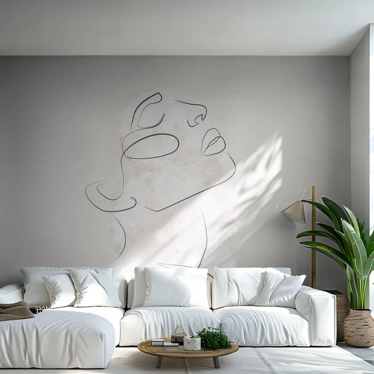 Fotobehang Premium Sand - De omtrek van een droom - Het gezicht van de vrouw, Vrouw, Grafisch - 100x70 cm