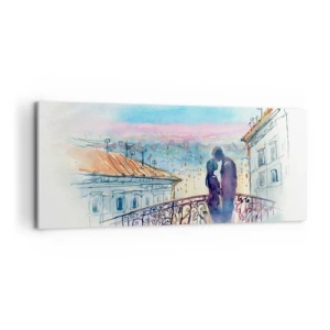 Schilderen op canvas - Parijs liefhebbers - 120x50 cm