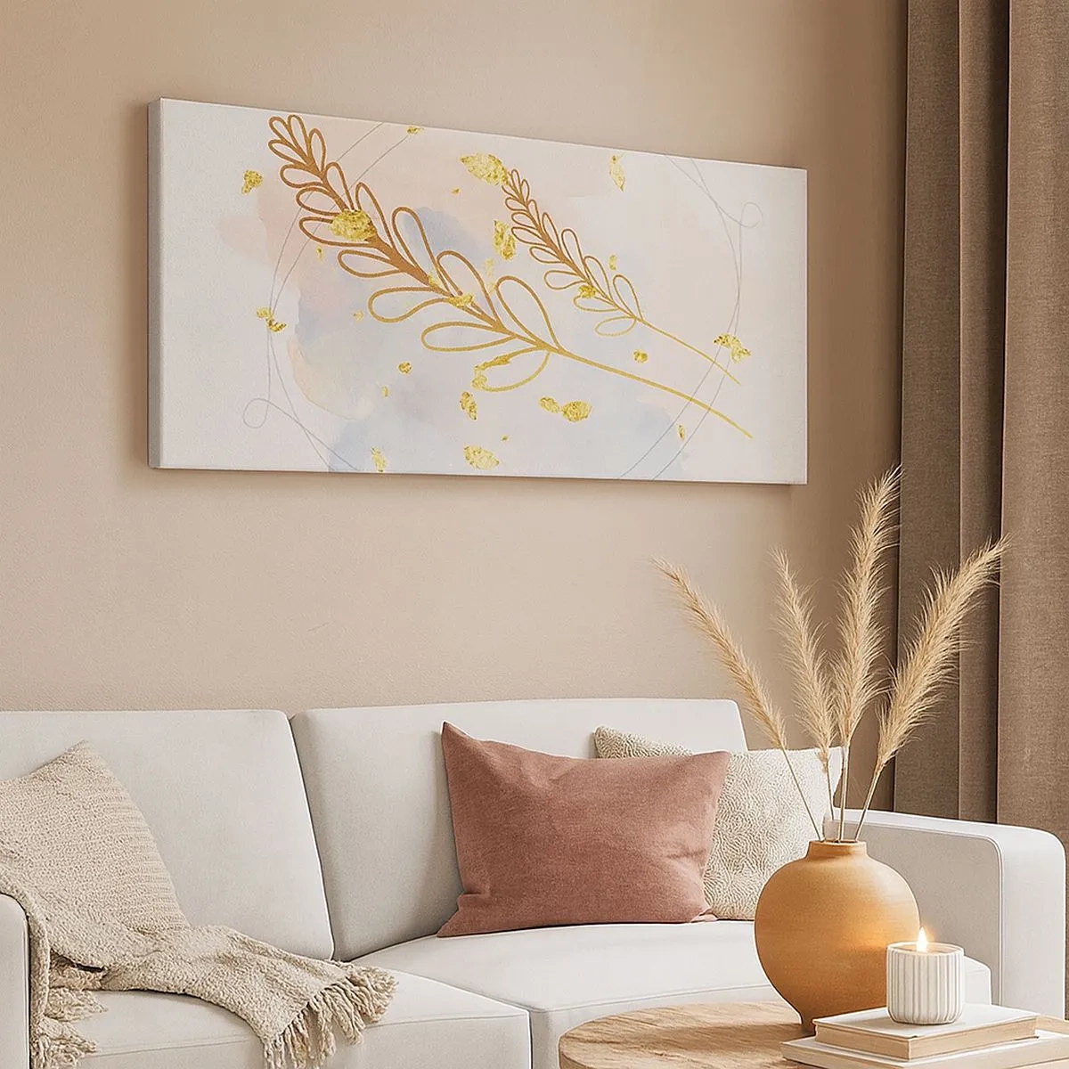 Schilderen op canvas - Gouden explosie - 100x40 cm