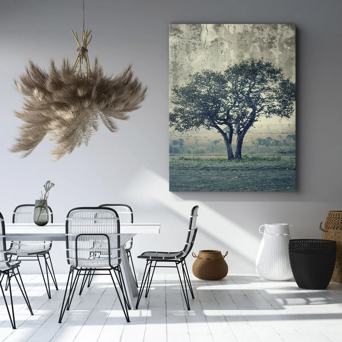 Schilderen op canvas - Een appelboom op een blauw veld? - 80x120 cm