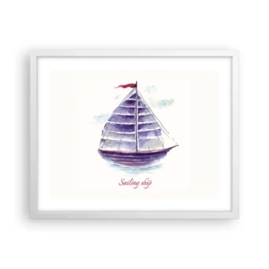 Poster in een witte lijst - Volle zeilen en rustig water - 50x40 cm