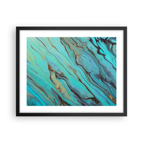 Poster in een zwarte lijst - Turquoise vloed - 50x40 cm